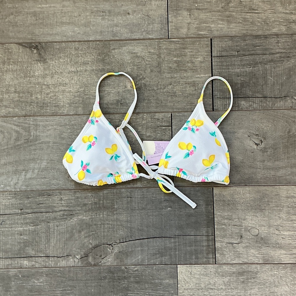 Wild Fable White and Yellow Floral Bikini Top